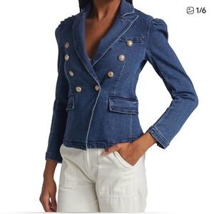 Generation Love denim double-breasted blazer, size large, NWOT